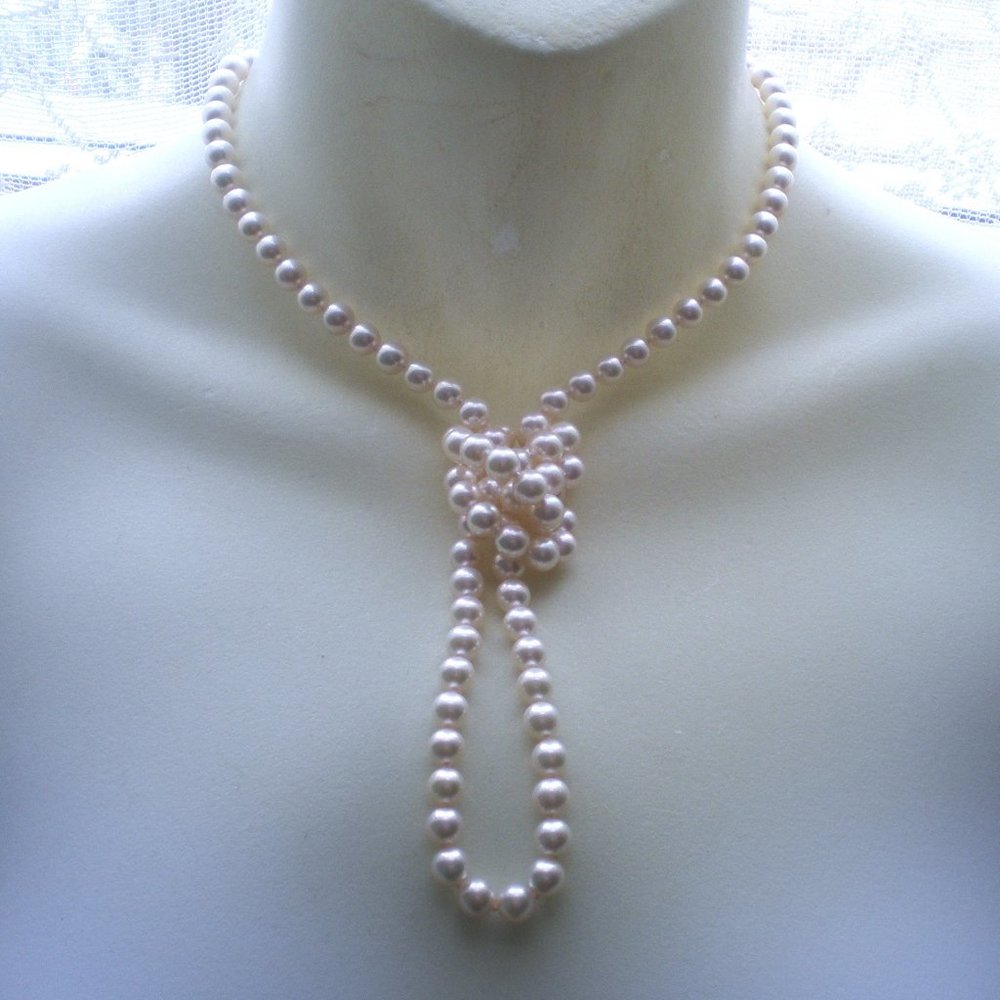 MIKIMOTO BLUE LAGOON 30" 6.5-7MM Akoya Pearl 14K Yellow Gold Clasp Necklace